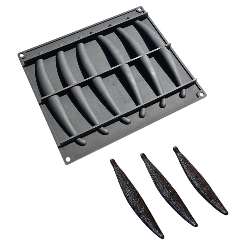 Multipurpose 6 Cavity Silicone Vanilla Pods Shape Molds Ideal For Home Baking And Professional Use Cake Mousses Mould чёрный
Multipurpose 6 Cavity Silicone Vanilla Pods Shape Molds Ideal For Home Baking And Professional Use Cake Mousses Mould чёрный