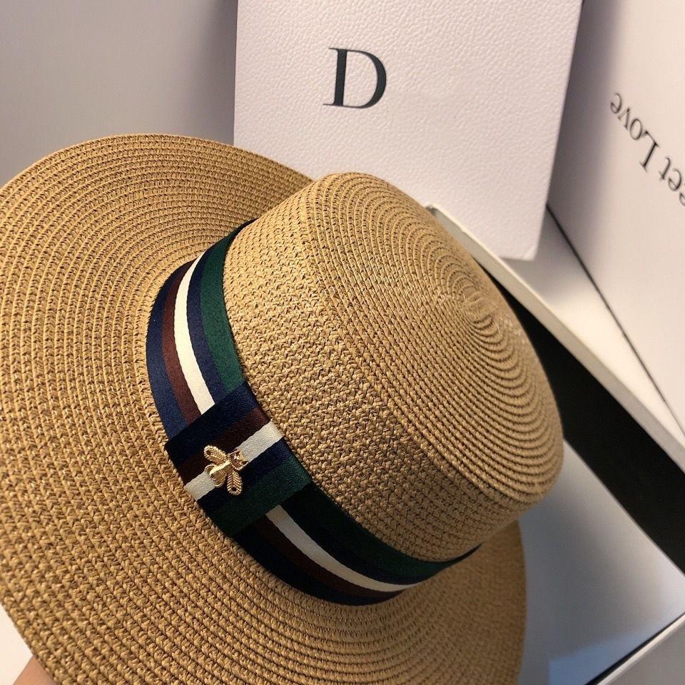 Элегантная соломенная шляпа с плоским верхом, женская летняя шляпа в британском стиле для отдыха на море с защитой от солнца хаки