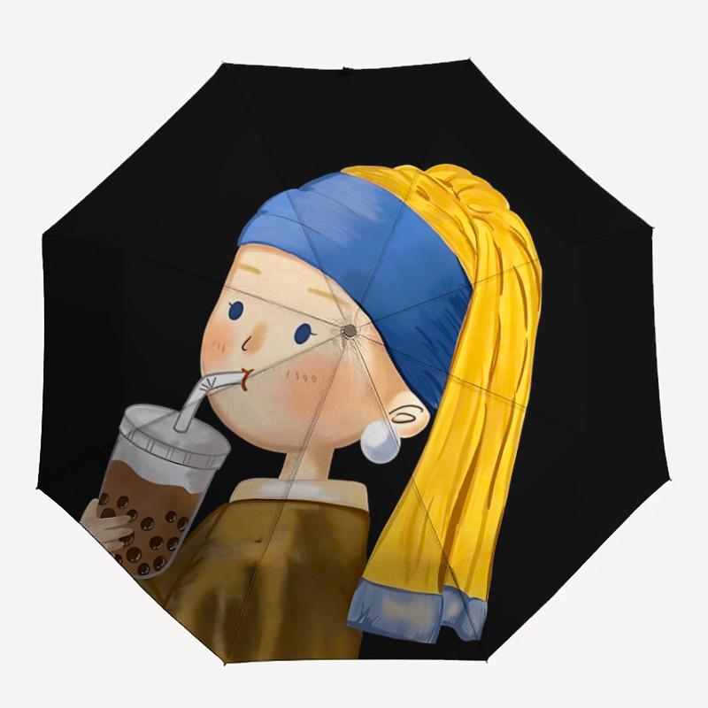 1pc Girl with Pearl Earring Bubble Tea Automatic Open/Close Umbrella, Portable Folding Umbrella for Travel, Themed Events101
1pc Girl with Pearl Earring Bubble Tea Automatic Open/Close Umbrella, Portable Folding Umbrella for Travel, Themed Events101