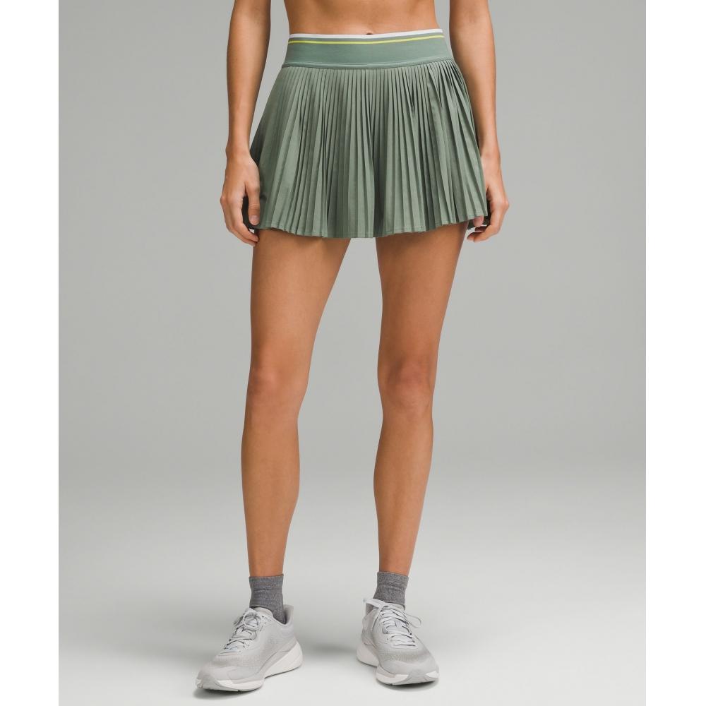 Lululemon Collegiate Pleated Tennis Skirt Tipping Stripe Grey Eucalyptus Yellow Serpentine White 0
Lululemon Collegiate Pleated Tennis Skirt Tipping Stripe Grey Eucalyptus Yellow Serpentine White 0