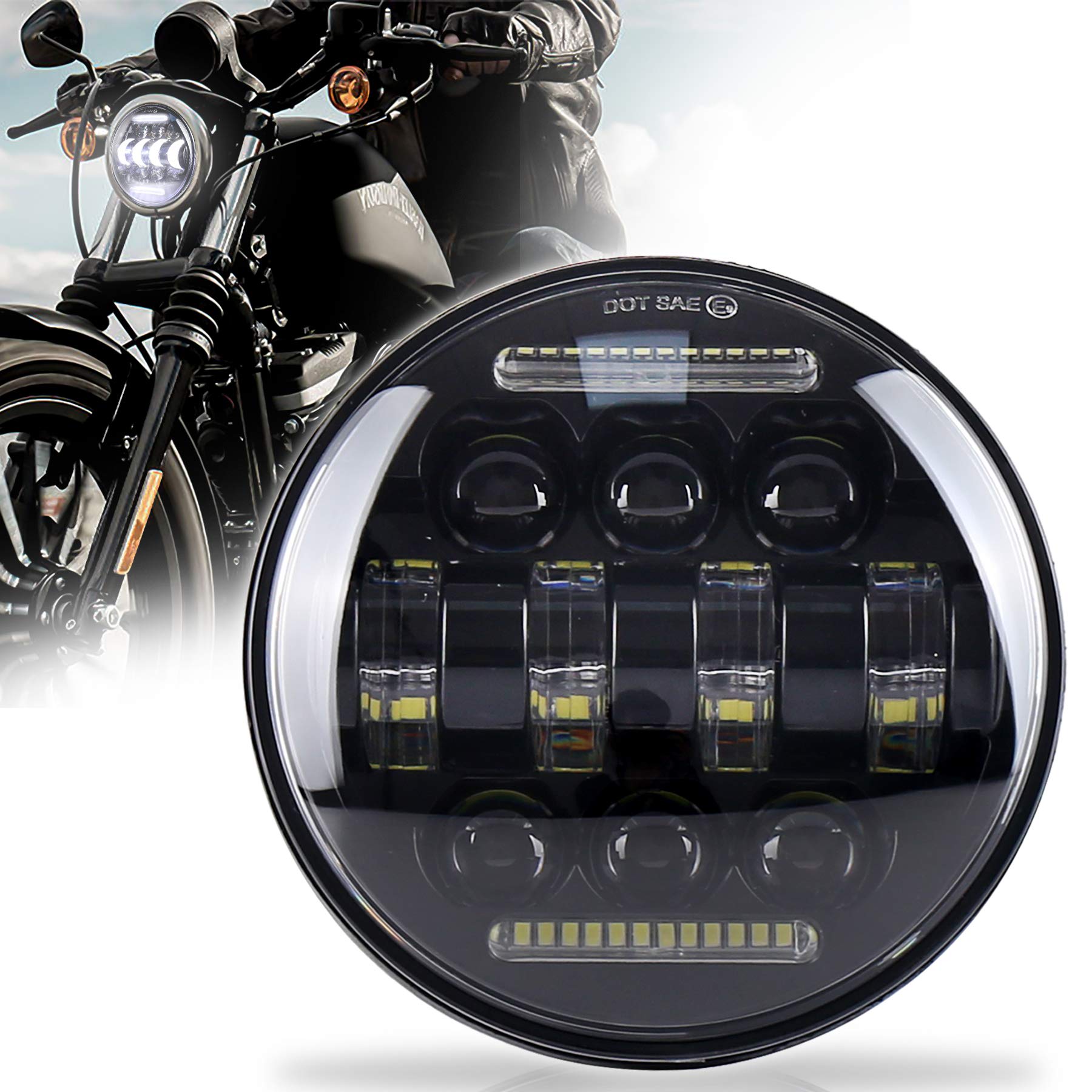 MOVOTOR Harley LED Headlight 5.75 Inch Hi/Lo Beam with DRL Daylight 66W for Harley Davidson Headlight 1pcs
MOVOTOR Harley LED Headlight 5.75 Inch Hi/Lo Beam with DRL Daylight 66W for Harley Davidson Headlight 1pcs