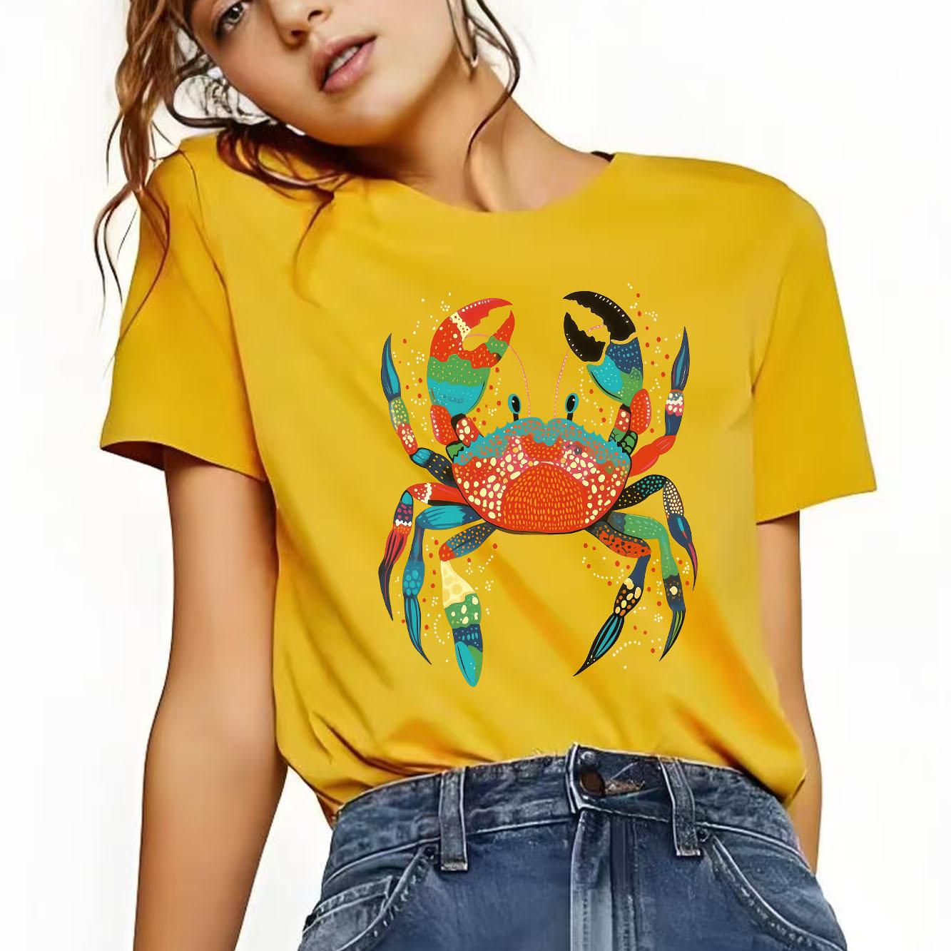 New fashionable crab print Tshirt casual short sleeved suitable for daily wear in all seasons Womens Tshirt 4XL
New fashionable crab print Tshirt casual short sleeved suitable for daily wear in all seasons Womens Tshirt 4XL