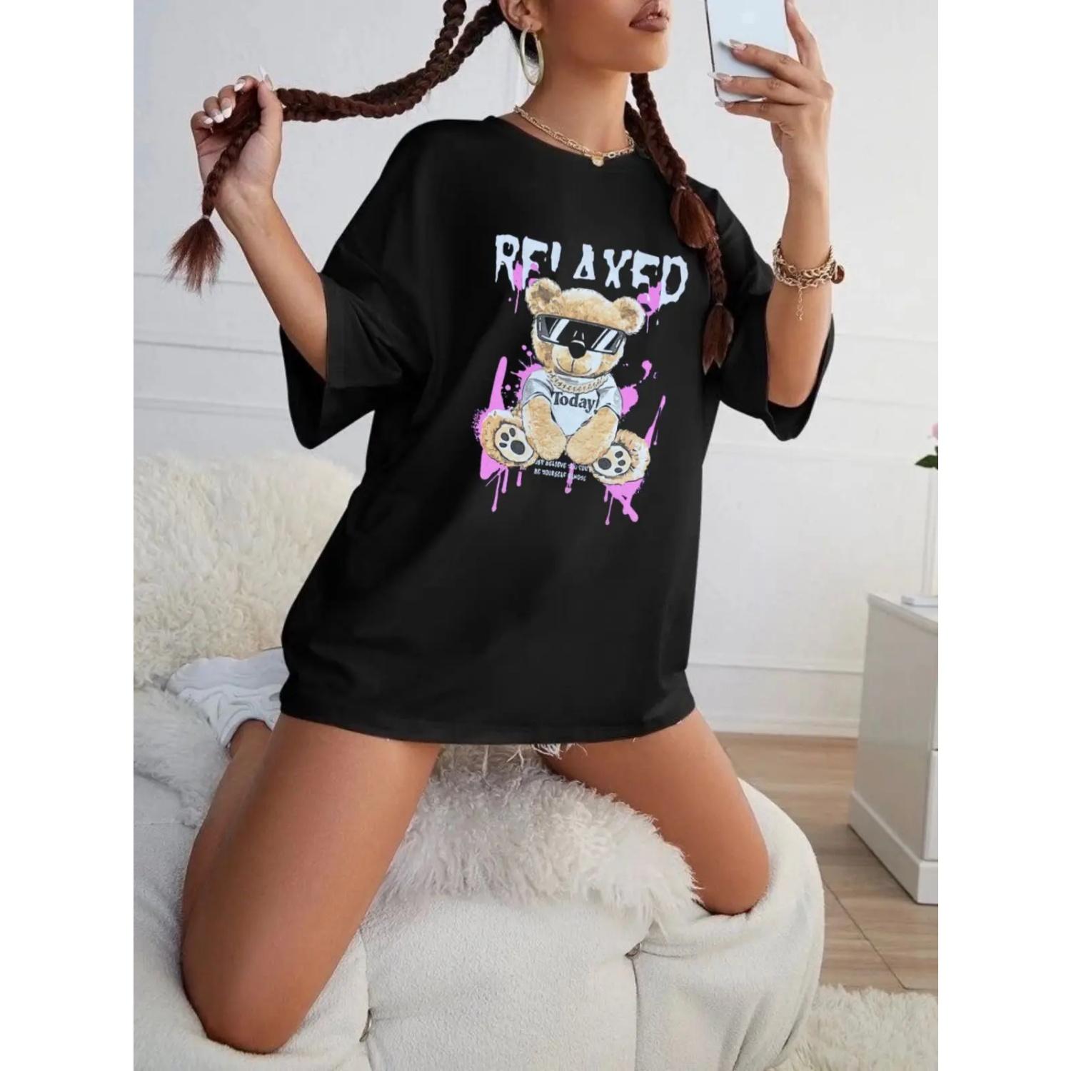 New Arrivals Women s Cotton Short-Sleeved T-shirt Luxury Bear Print Tshirt Ins Style Casual T-shirts Europe America Streetwear S чёрный
New Arrivals Women s Cotton Short-Sleeved T-shirt Luxury Bear Print Tshirt Ins Style Casual T-shirts Europe America Streetwear S чёрный
