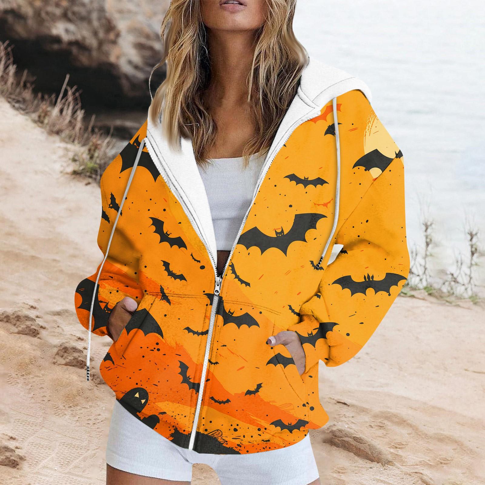 Женская повседневная толстовка с длинным рукавом и принтом Хэллоуина, куртка с карманом и застежкой-молнией, пальто с капюшоном S оранжевый
Женская повседневная толстовка с длинным рукавом и принтом Хэллоуина, куртка с карманом и застежкой-молнией, пальто с капюшоном S оранжевый