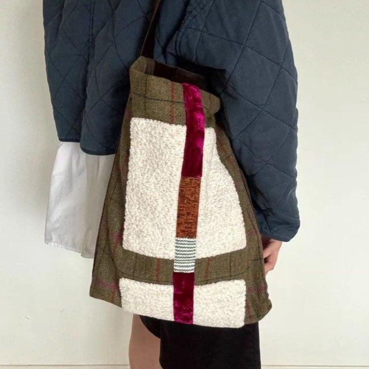 Vintage Marled Check Tote Bag Women Patchwork Large Capacity Canvas Shoulder Bag Ladies Harajuku Commute Versatile Underarm Bags 36x40x6cm хаки
Vintage Marled Check Tote Bag Women Patchwork Large Capacity Canvas Shoulder Bag Ladies Harajuku Commute Versatile Underarm Bags 36x40x6cm хаки