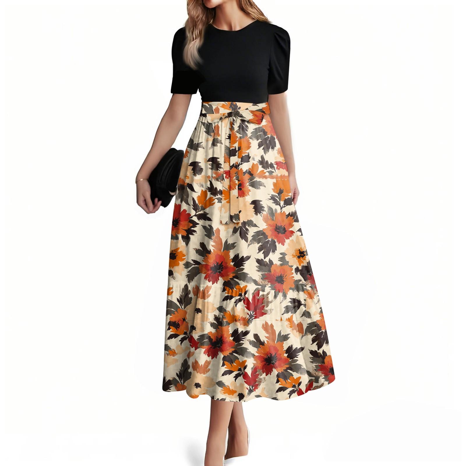 Women s Fashion Casual Belt Short Sleeve Round Neck Stitching Elegant Temperament Dress L шафрановий
Women s Fashion Casual Belt Short Sleeve Round Neck Stitching Elegant Temperament Dress L шафрановий