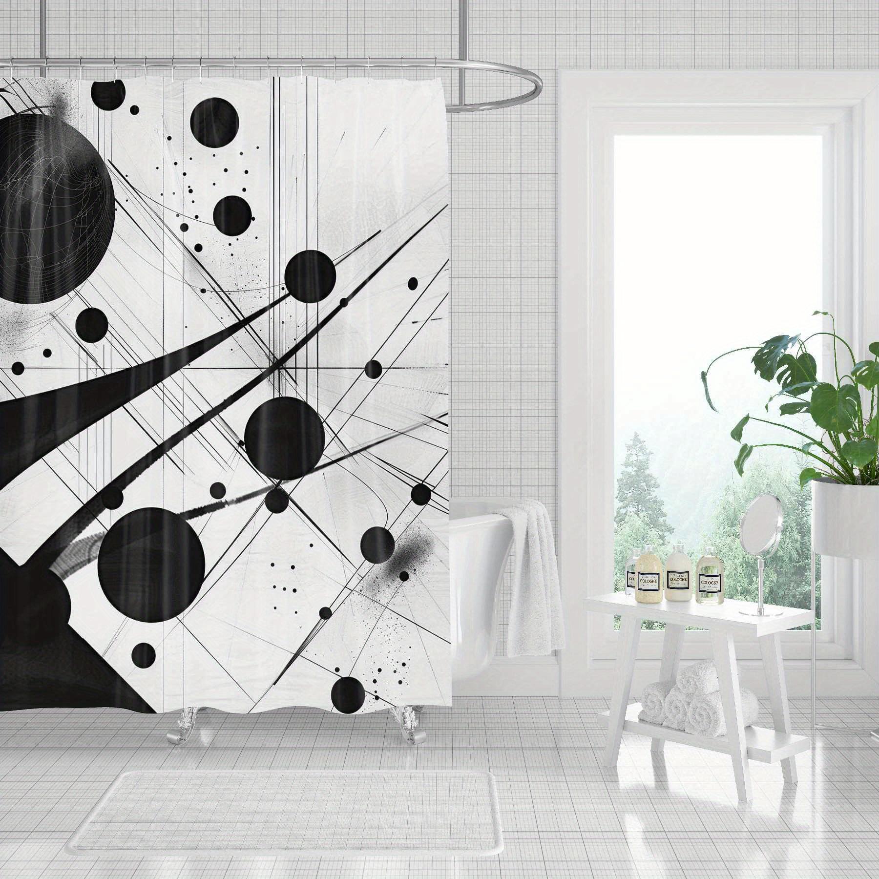 Black Round White Line Shower Curtain, Made Of Durablepolyester Material Multiple Sizes Availableperfect For Bathroom Decoration W60H190(CM)-1 Pcs
Black Round White Line Shower Curtain, Made Of Durablepolyester Material Multiple Sizes Availableperfect For Bathroom Decoration W60H190(CM)-1 Pcs