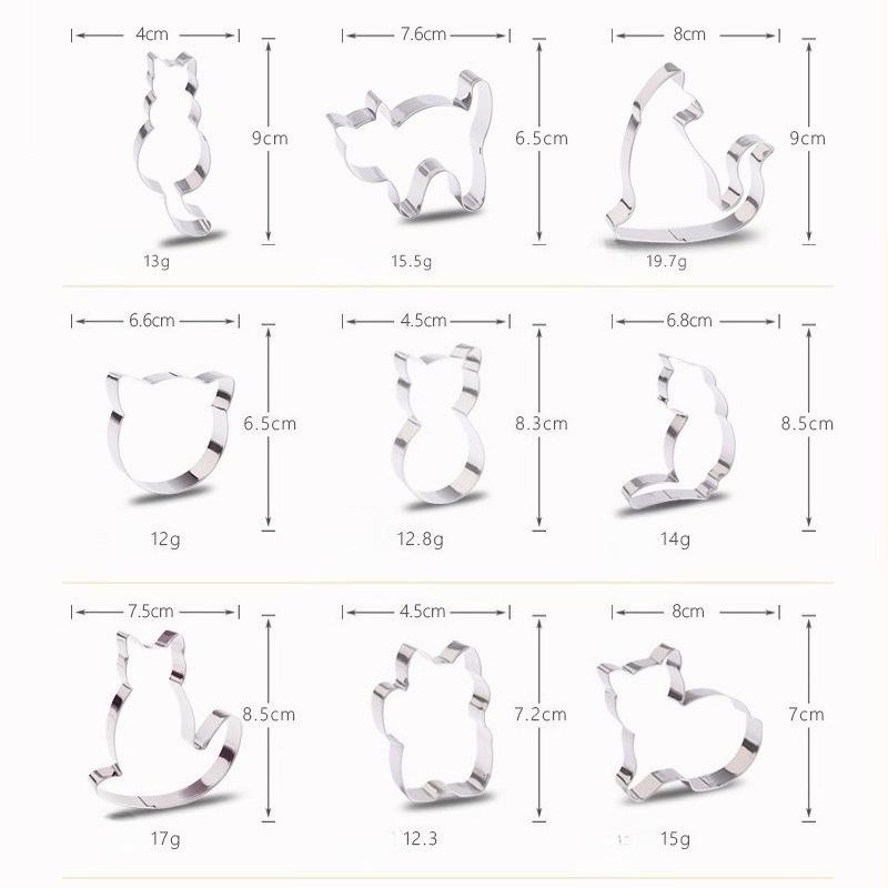 9pcs cat-themed biscuit mold, stainless steel animal biscuit cutting mold set, for DIY baking, multi-functional kitchen tool
9pcs cat-themed biscuit mold, stainless steel animal biscuit cutting mold set, for DIY baking, multi-functional kitchen tool