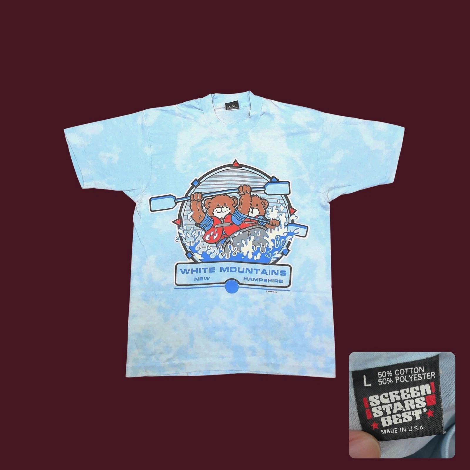 1987 Screen Stars White Mountains NH Bear Raft Tie Dye Single Stitch T-Shirt M 4XL
1987 Screen Stars White Mountains NH Bear Raft Tie Dye Single Stitch T-Shirt M 4XL