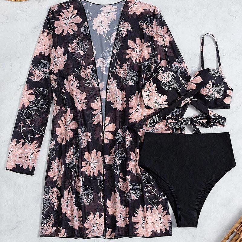 Cheap Beach Cover Up Swimsuit Women Three Piece Bikini Set Bathing