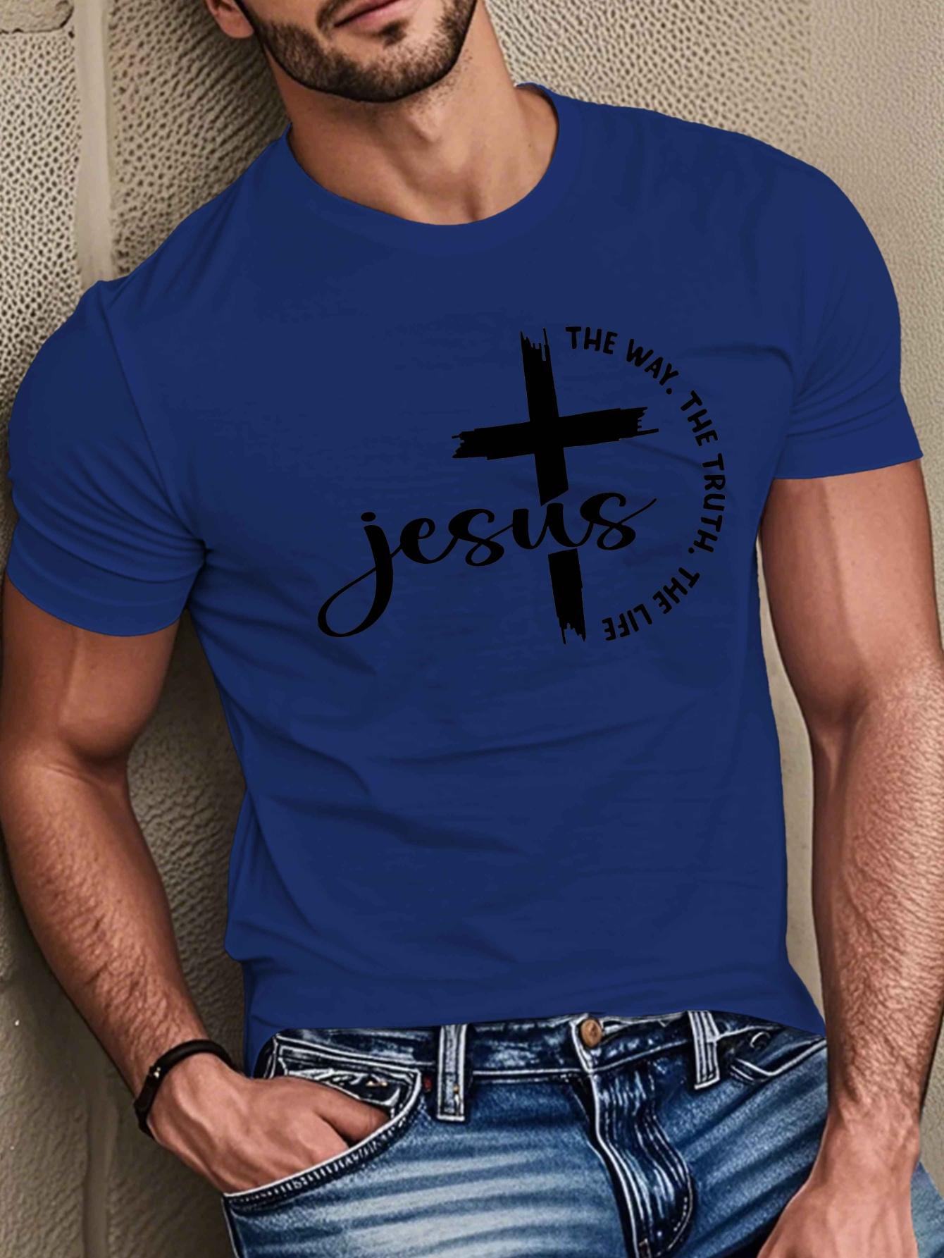 Summer 100% pure cotton men s fashionable casual loose Jesus way truth print round neck short sleeved T-shirt versatile top 5XL різнокольоровий
Summer 100% pure cotton men s fashionable casual loose Jesus way truth print round neck short sleeved T-shirt versatile top 5XL різнокольоровий