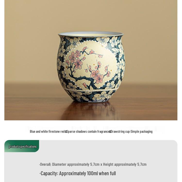 Episode 2 Blue & White Ceramic Drawstring Tea Cup, Red Sparse Shadows, Fragrance Retaining, Kung Fu Tea Set, Personal Tasting Cup
Episode 2 Blue & White Ceramic Drawstring Tea Cup, Red Sparse Shadows, Fragrance Retaining, Kung Fu Tea Set, Personal Tasting Cup