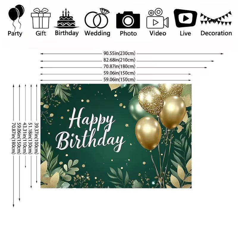 2D Dark Green Gold Glitter Birthday Banner Balloon Leaf Themed Party Background 47.2x31.5inch/120*80cm
2D Dark Green Gold Glitter Birthday Banner Balloon Leaf Themed Party Background 47.2x31.5inch/120*80cm