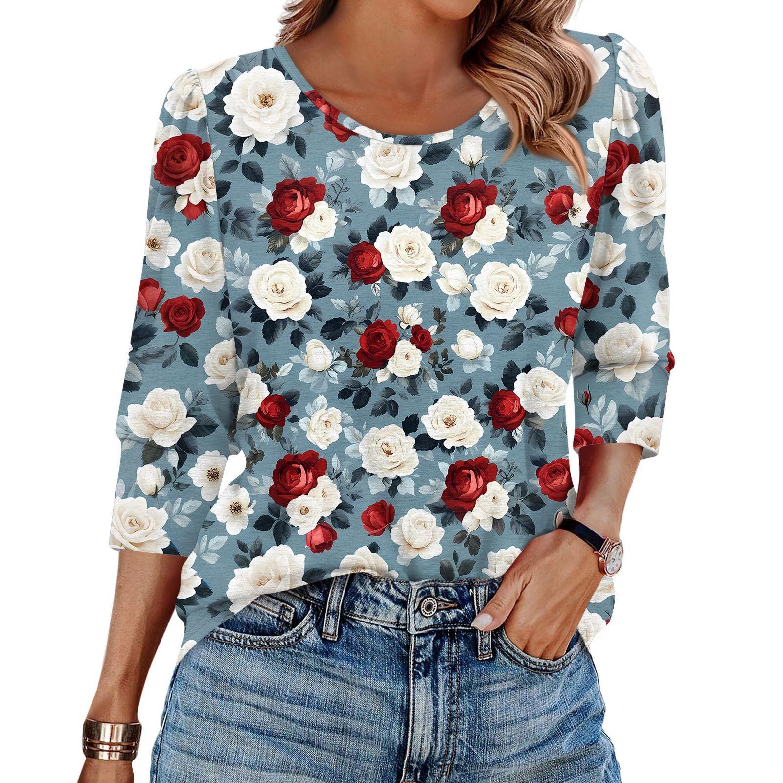 Women s Fashion Casual 3/4 Sleeve Print Shirt Women s Round Neck Tops XXXL червоний
Women s Fashion Casual 3/4 Sleeve Print Shirt Women s Round Neck Tops XXXL червоний