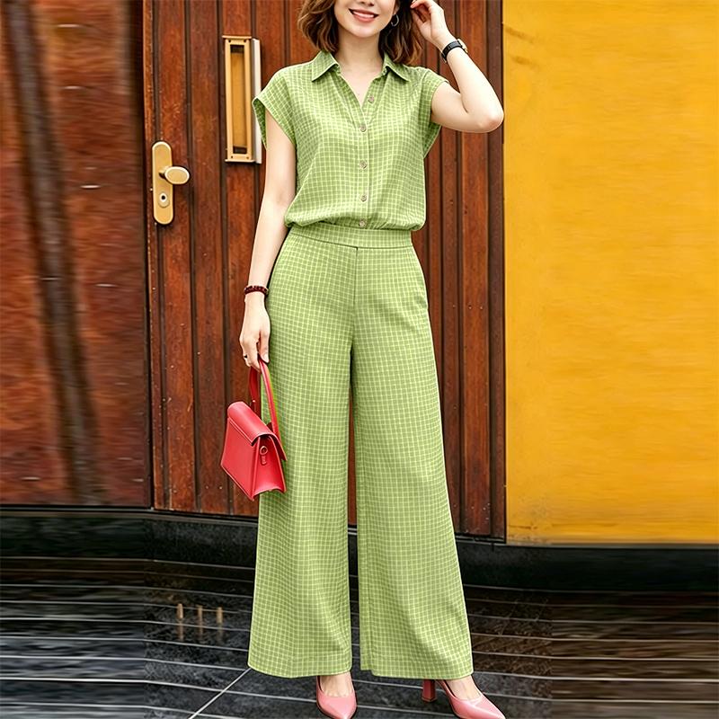 ZANZEA Women Short Sleeve Blouse and Long Pants Plaid Print Two Piece Suit Sets 5XL зелений
ZANZEA Women Short Sleeve Blouse and Long Pants Plaid Print Two Piece Suit Sets 5XL зелений