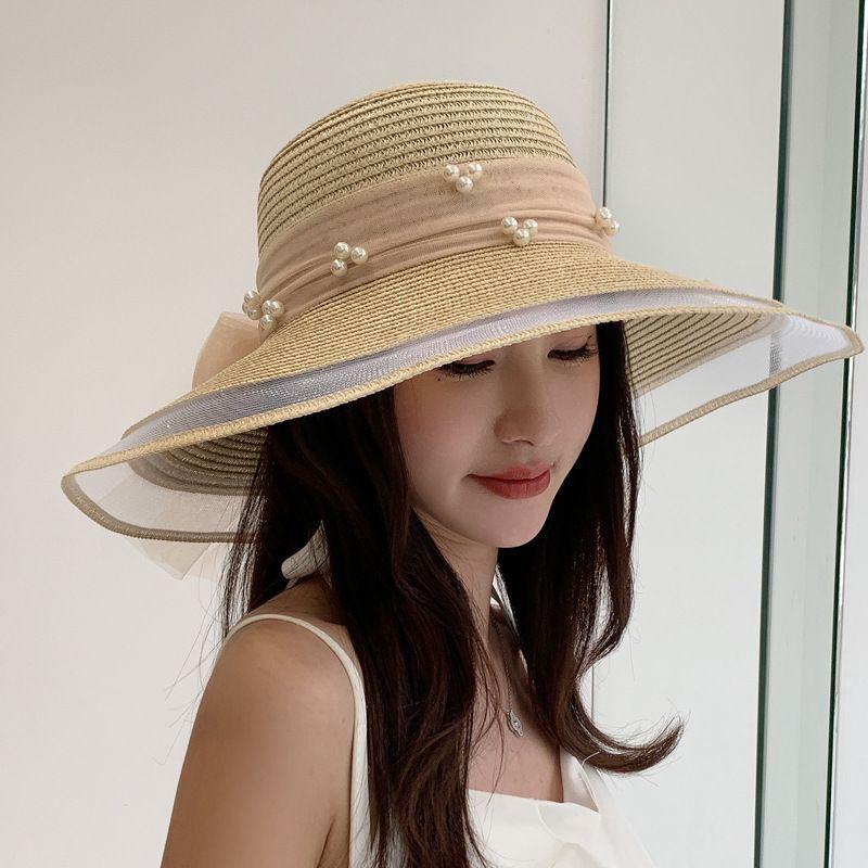 Women s Elegant Pearl Embellished Wide Brim Sun Hat Beach Vacation Seaside Sun Protection Fashionable UV Shield Breathable 56-58cm бежевий
Women s Elegant Pearl Embellished Wide Brim Sun Hat Beach Vacation Seaside Sun Protection Fashionable UV Shield Breathable 56-58cm бежевий