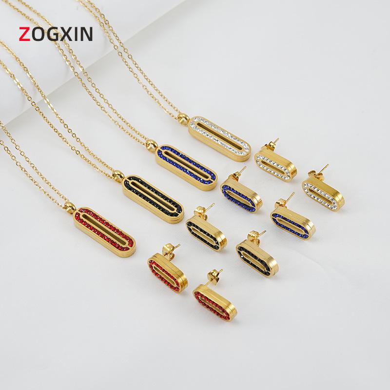 European & American 18K Gold Oval Pendant Necklace Set with Stainless Steel Rhinestones for Women чёрный
European & American 18K Gold Oval Pendant Necklace Set with Stainless Steel Rhinestones for Women чёрный