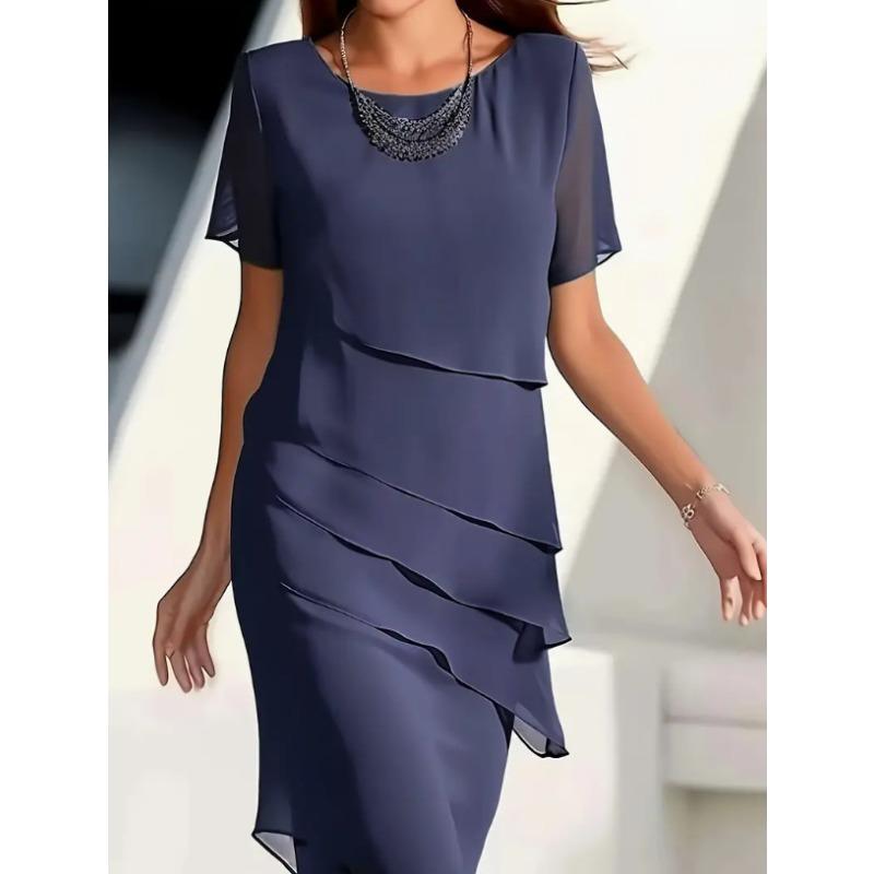 Women s solid color short-sleeved flash ruffle edge round neck casual dress XXXL темно-синього кольору
Women s solid color short-sleeved flash ruffle edge round neck casual dress XXXL темно-синього кольору