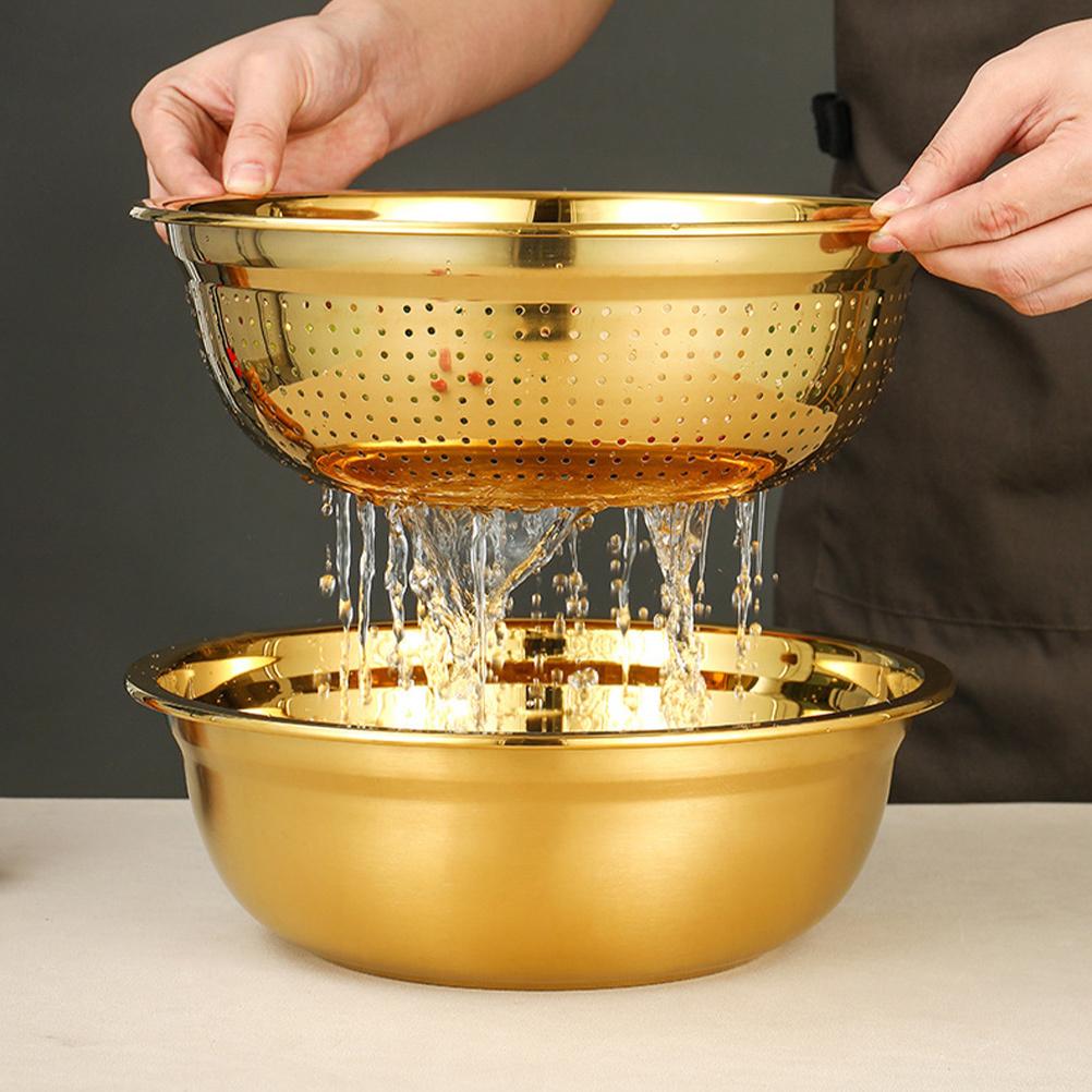 1Set Stainless Steel Draining Basket Colander Bowl Set Large Capacity Kitchen Strainer Washing Fruits Vegetables Rice Rinse Mesh 16X16X5.5CM
1Set Stainless Steel Draining Basket Colander Bowl Set Large Capacity Kitchen Strainer Washing Fruits Vegetables Rice Rinse Mesh 16X16X5.5CM