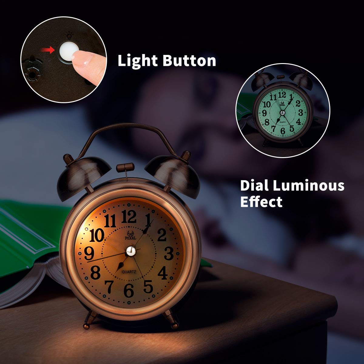Retro Metal Plating Battery Powered Silent Non-Ticking Quartz Twin Bell Alarm Clock Gold
Retro Metal Plating Battery Powered Silent Non-Ticking Quartz Twin Bell Alarm Clock Gold