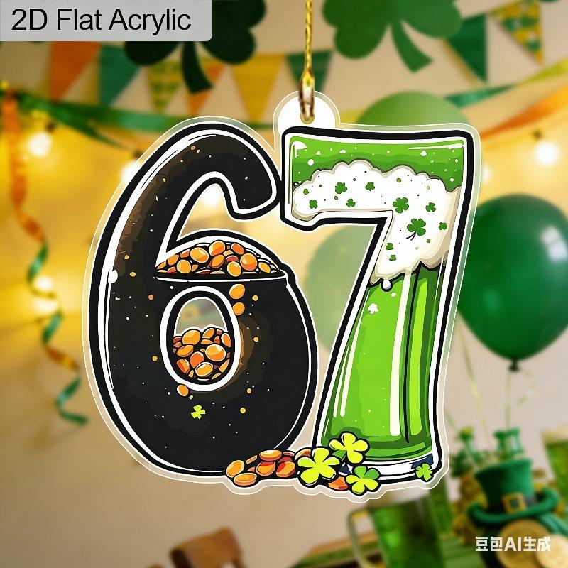 2D Flat St. Patrick s Day Number 67 Acrylic Irish-Themed Decoration Sign, Day Lucky Pot & Beer Mug, Christmas Decoration, Suitable for decoration, Wal 8*8CM
2D Flat St. Patrick s Day Number 67 Acrylic Irish-Themed Decoration Sign, Day Lucky Pot & Beer Mug, Christmas Decoration, Suitable for decoration, Wal 8*8CM
