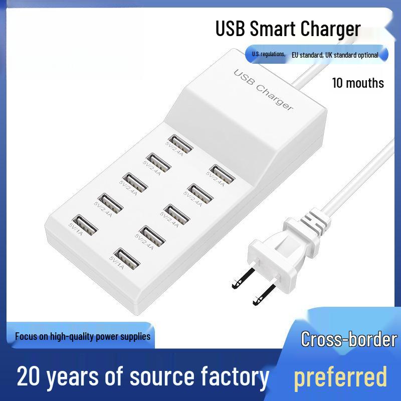 10-Port USB Charger 5V2A Smart Fast Charging Hub for Apple and Xiaomi Devices White
10-Port USB Charger 5V2A Smart Fast Charging Hub for Apple and Xiaomi Devices White