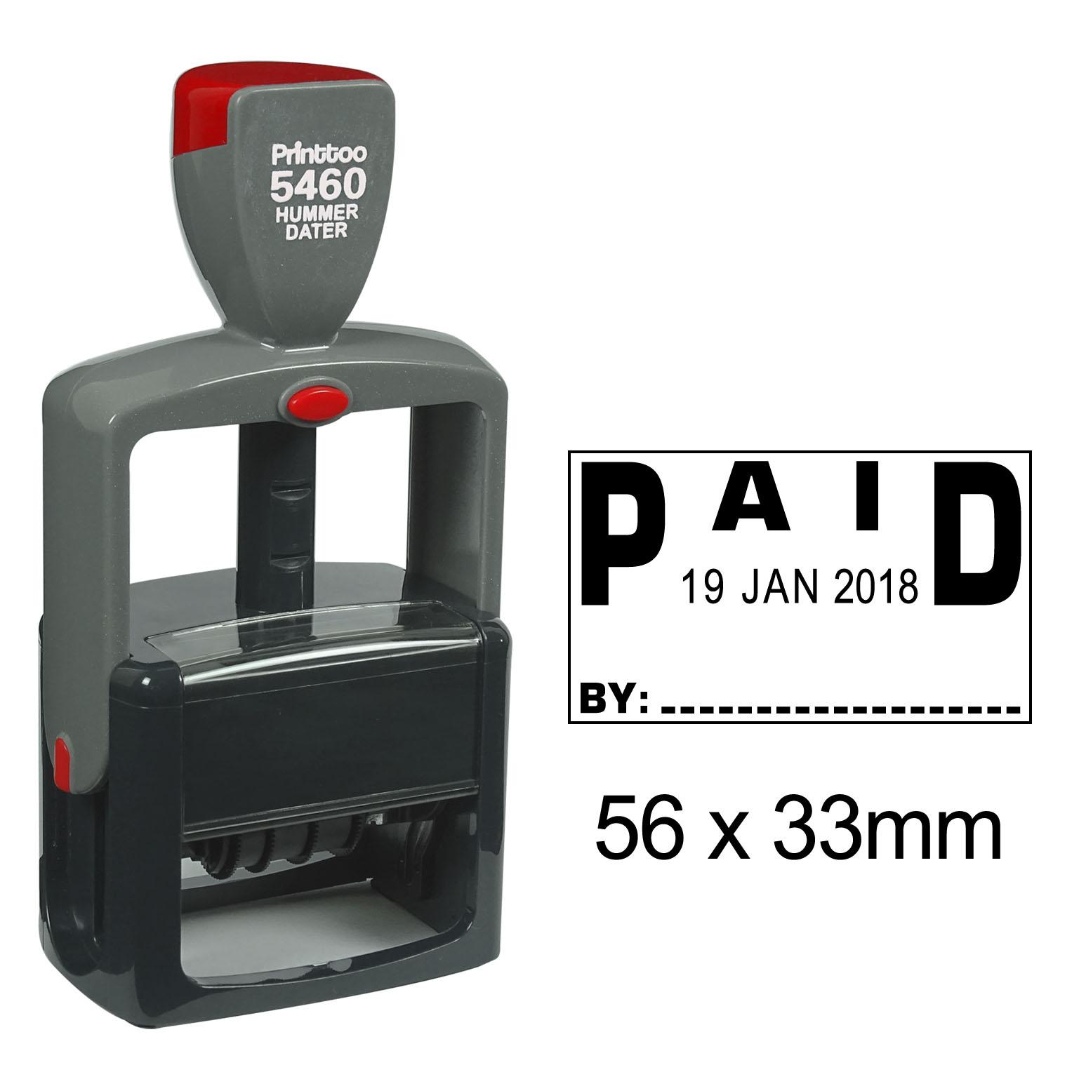 Printtoo с оплатой текстом и пространством для знаков Heavy Duty Dater Stamp Self Inking Rubber 56 mm x 33 mm.(Approx) чёрный
Printtoo с оплатой текстом и пространством для знаков Heavy Duty Dater Stamp Self Inking Rubber 56 mm x 33 mm.(Approx) чёрный