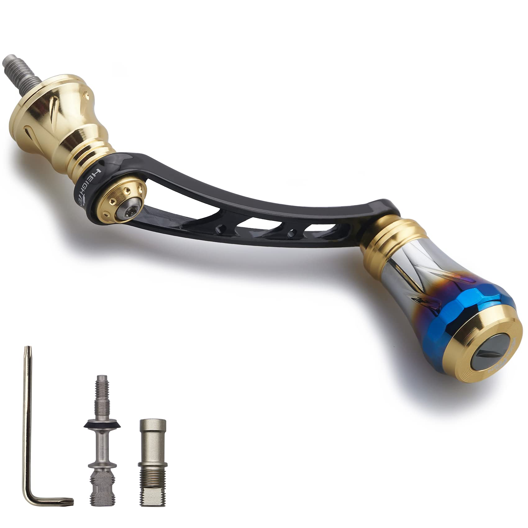 HEIGHTEN 56mm Reel Handle with 20mm Knob for Daiwa Universal Spinning Reels Aurora Series Shimano, (DAIWA) (Gold & Black) (416)
HEIGHTEN 56mm Reel Handle with 20mm Knob for Daiwa Universal Spinning Reels Aurora Series Shimano, (DAIWA) (Gold & Black) (416)