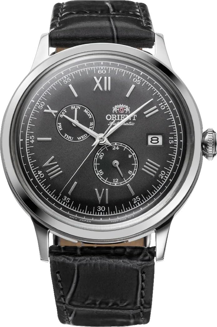 ORIENT RA-AK0704N Men s Bambino Version 8 Leather Band Gray Dial Multifunction Automatic Watch, Gray, Modern
ORIENT RA-AK0704N Men s Bambino Version 8 Leather Band Gray Dial Multifunction Automatic Watch, Gray, Modern