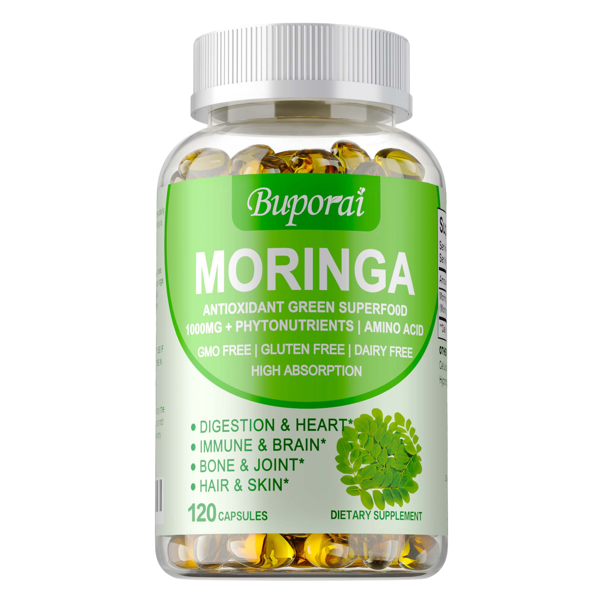 Moringa Capsules 1000mg - Bone & Joint Boost, Support Digestive and Heart Health 120
Moringa Capsules 1000mg - Bone & Joint Boost, Support Digestive and Heart Health 120
