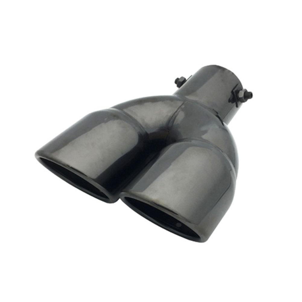 Универсальный двойной задний шумоподавитель из нержавеющей стали, выхлопная труба автомобиля, глушитель, выхлопная труба с двойным выходом чёрный