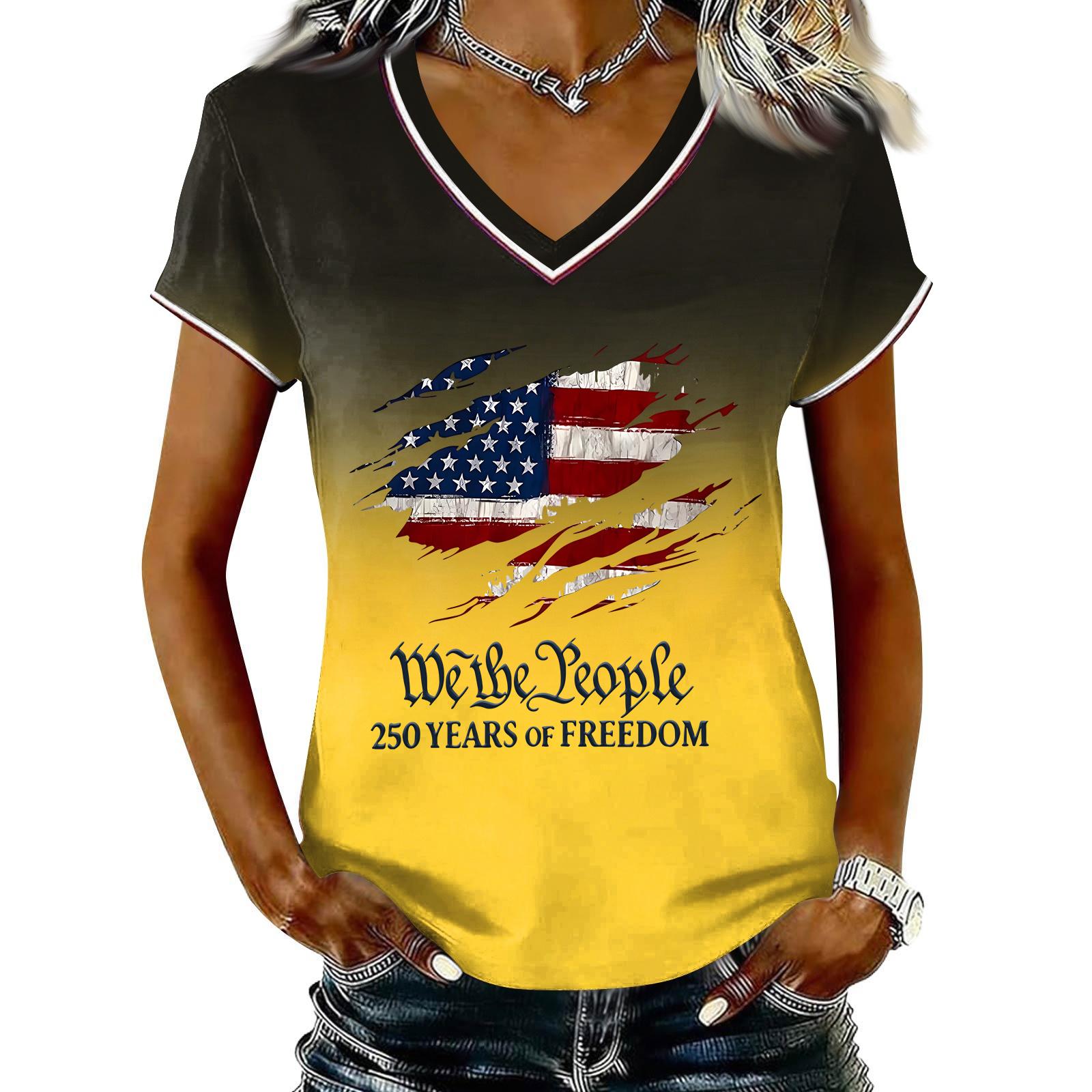 Women Casual V Neck Short Sleeve Pullover T Shirt Gradient American Flag Print Top Independence Day Patriotic Style Summer Tee S жёлтый
Women Casual V Neck Short Sleeve Pullover T Shirt Gradient American Flag Print Top Independence Day Patriotic Style Summer Tee S жёлтый