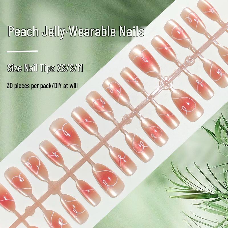 Blush Heart Almond Cat Eye Handmade Nails with Simple Lines - 30 Sweet Whitening Manicure Tips
Blush Heart Almond Cat Eye Handmade Nails with Simple Lines - 30 Sweet Whitening Manicure Tips