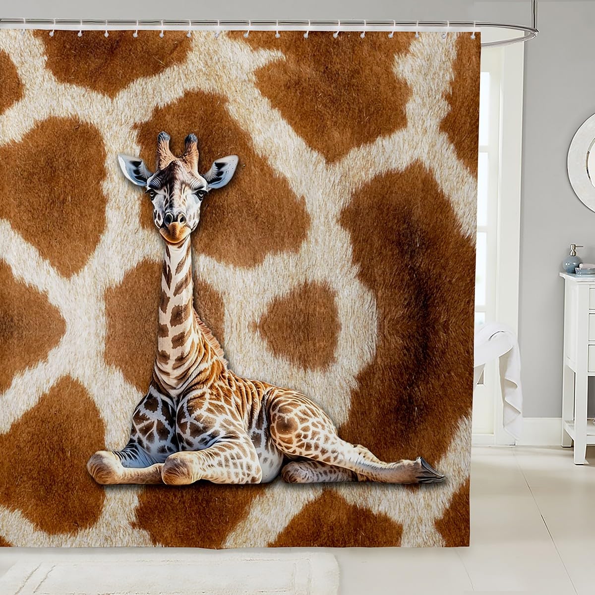 3D Giraffe Fur Print Shower Curtain, Wildlife Safari Animal Skin Decor, Brown Rustic Farmhouse Waterproof Washable W60H190(CM)-1 Pcs
3D Giraffe Fur Print Shower Curtain, Wildlife Safari Animal Skin Decor, Brown Rustic Farmhouse Waterproof Washable W60H190(CM)-1 Pcs