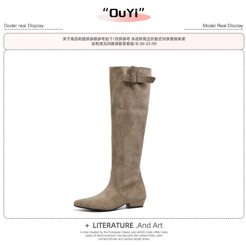 Cowhide version~ retro thick heel knight boots women s matte suede western boots belt buckle pointed high boots long boots 40
Cowhide version~ retro thick heel knight boots women s matte suede western boots belt buckle pointed high boots long boots 40