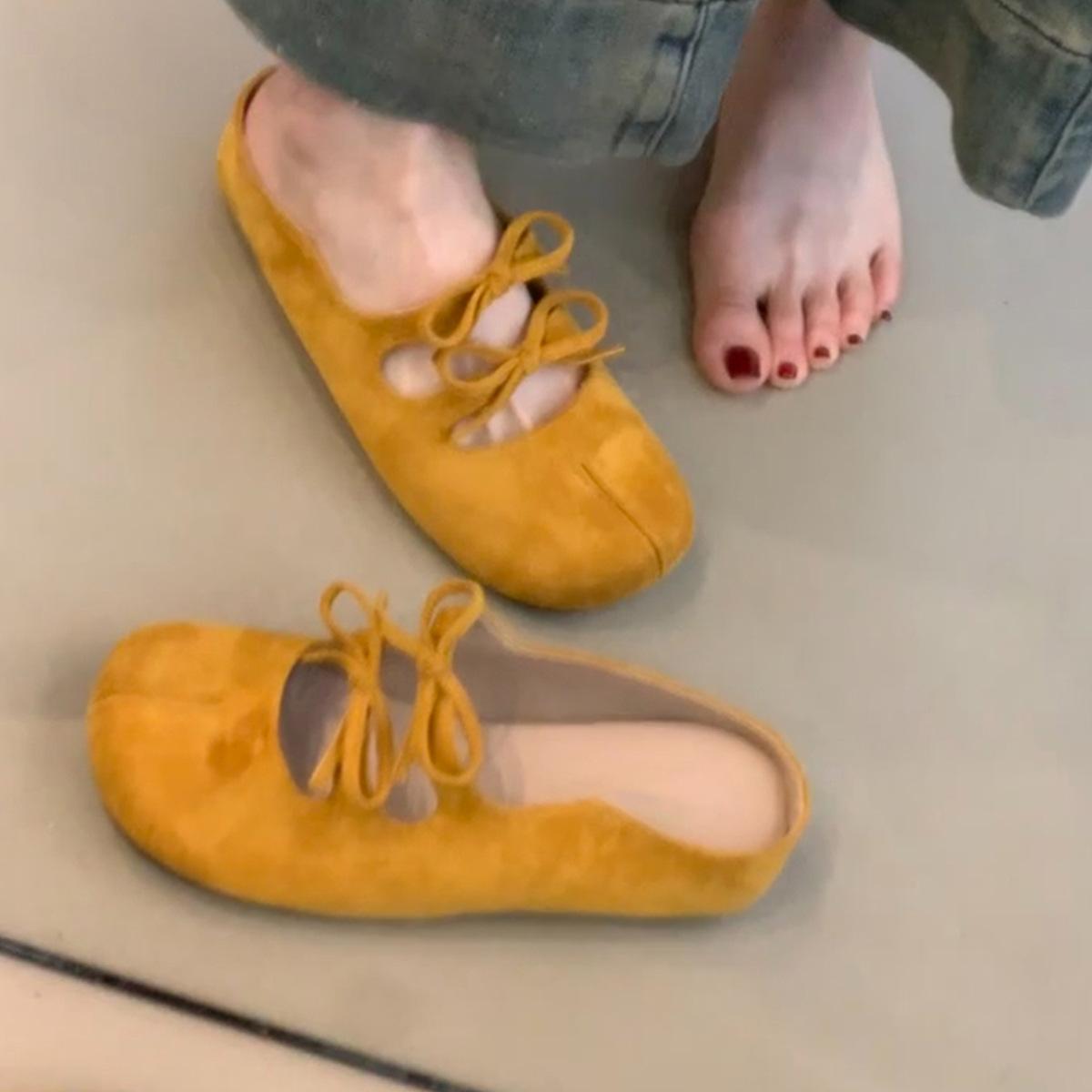 Retro bow split toe shallow mouth half drag bag head shoes women suede one pedal lazy outside slippers 35
Retro bow split toe shallow mouth half drag bag head shoes women suede one pedal lazy outside slippers 35