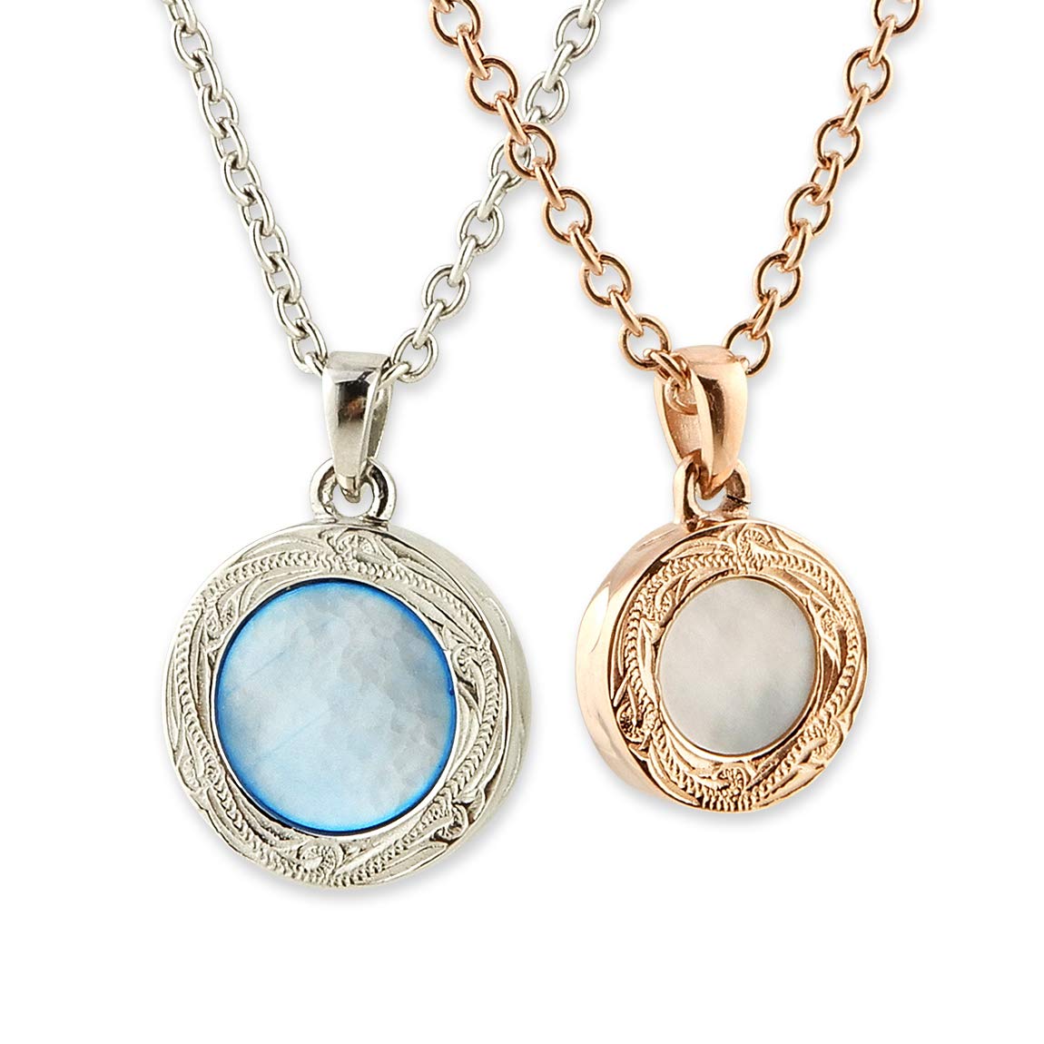Hawaiian Jewelry Pair Necklace Stainless Steel Circle Scroll with Azuki Chain Silver Blue Shell Yellow Gold Black Shell Pink Shell Rose Gold White
Hawaiian Jewelry Pair Necklace Stainless Steel Circle Scroll with Azuki Chain Silver Blue Shell Yellow Gold Black Shell Pink Shell Rose Gold White