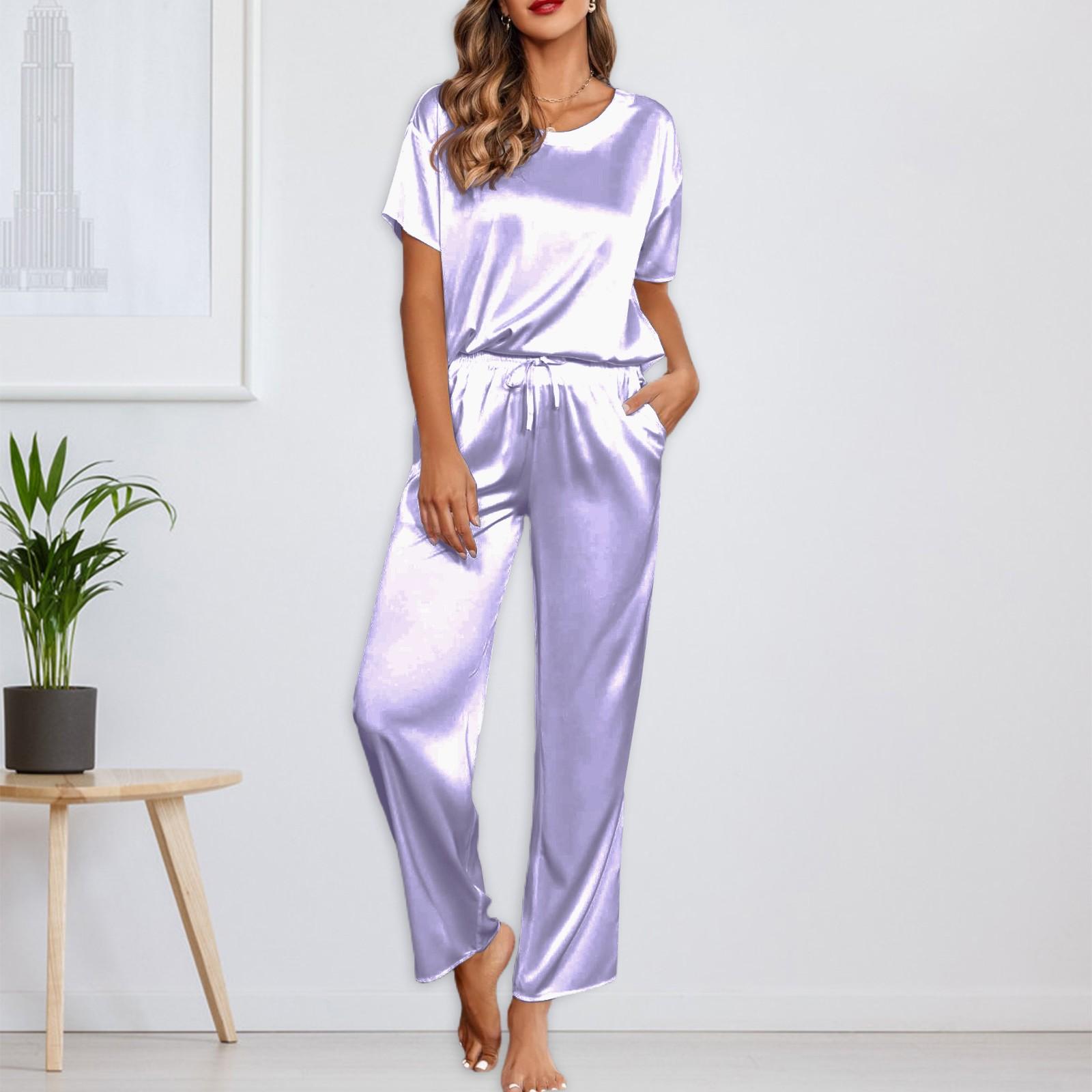 Женский шелковый однотонный пижамный комплект, рубашка с коротким рукавом и длинные пижамные штаны, мягкая пижама, домашняя одежда L
Женский шелковый однотонный пижамный комплект, рубашка с коротким рукавом и длинные пижамные штаны, мягкая пижама, домашняя одежда L