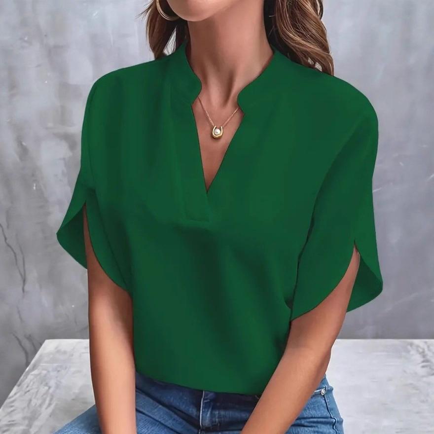 Summer Women Casual Solid Blouse Women Fashion V-neck Half Sleeve Shirts Office Elegant Pullover Loose Blusas Tops XS зелений
Summer Women Casual Solid Blouse Women Fashion V-neck Half Sleeve Shirts Office Elegant Pullover Loose Blusas Tops XS зелений