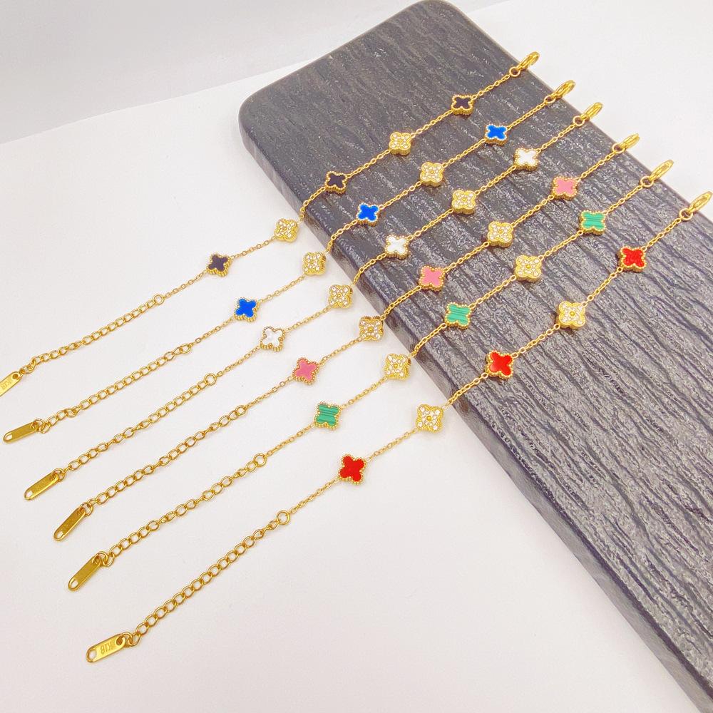 9MM Four Leaf Flower Bracelet Titanium Steel Bracelet No Color Loss Ladies Fashion Bracelet
9MM Four Leaf Flower Bracelet Titanium Steel Bracelet No Color Loss Ladies Fashion Bracelet