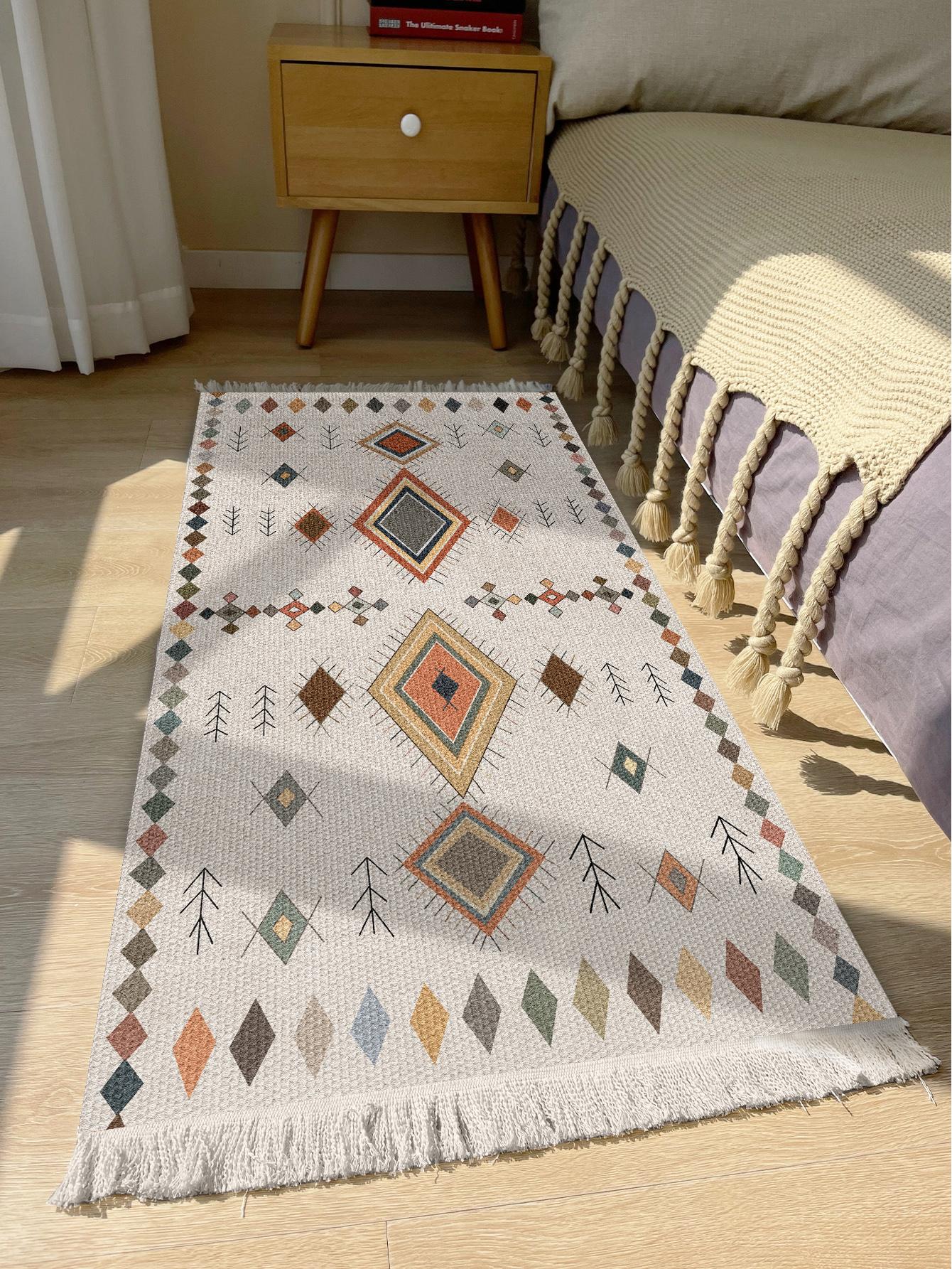 Handwoven cotton linen carpet retro Bohemian style square bedside geometric floor mat living room home decoration Bohemian manda 45cmx75cm
Handwoven cotton linen carpet retro Bohemian style square bedside geometric floor mat living room home decoration Bohemian manda 45cmx75cm