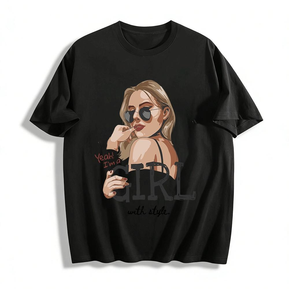 Yeah I m A Girl With Style Cool Sunglass Lady Print Casual Tee Pure cotton T-shirt XXS
Yeah I m A Girl With Style Cool Sunglass Lady Print Casual Tee Pure cotton T-shirt XXS