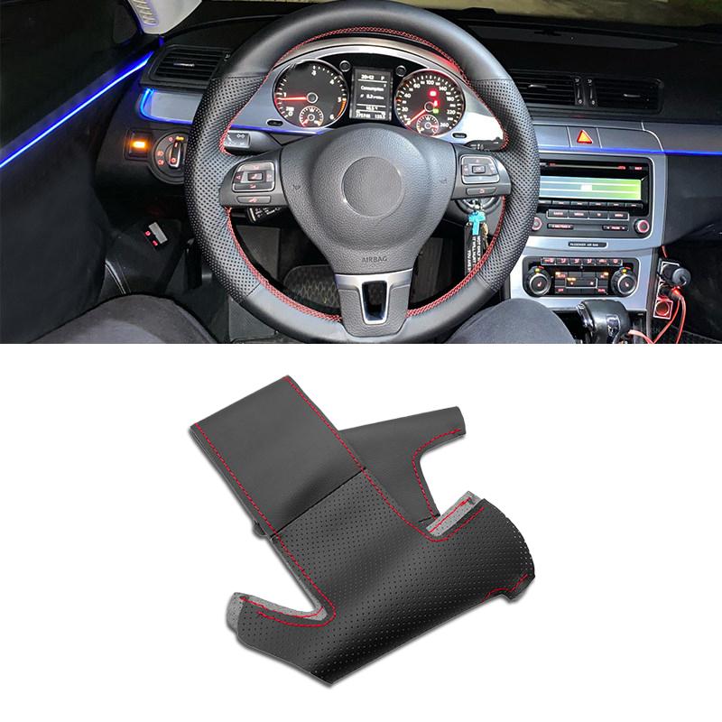 Для VW Golf Passat B5 Polo для Seat Leon 1999-2015, черно-красная линия, перфорированная кожа, сшитая вручную, чехол на руль автомобиля
Для VW Golf Passat B5 Polo для Seat Leon 1999-2015, черно-красная линия, перфорированная кожа, сшитая вручную, чехол на руль автомобиля
