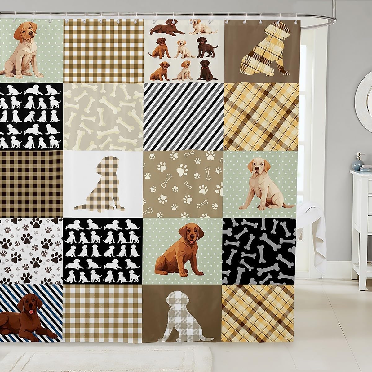 Cartoon Dog Bath Curtain,Rustic Farmhouse Style Shower Curtain for Kids,Puppy Bathroom Shower Curtain Sets,Cute Pet Bathroom 90x180CM
Cartoon Dog Bath Curtain,Rustic Farmhouse Style Shower Curtain for Kids,Puppy Bathroom Shower Curtain Sets,Cute Pet Bathroom 90x180CM