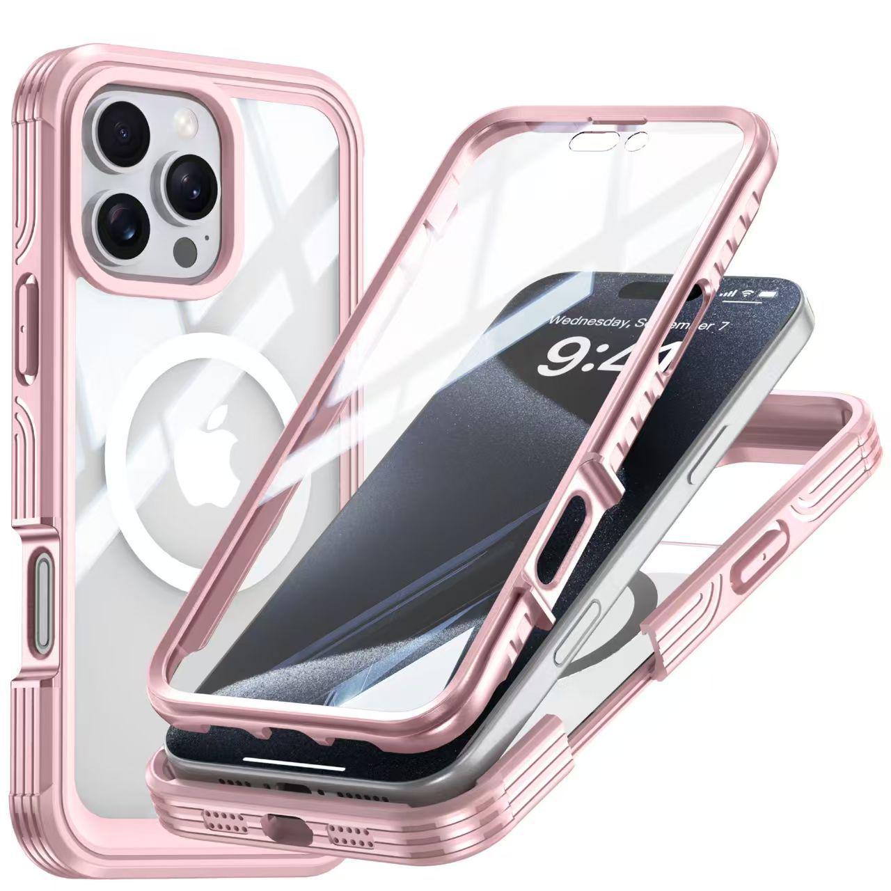 iPhone 16 Series Full-Coverage Clear Anti-Drop Dustproof HD Phone Case with Magnetic Suction iPhone 16 Plus темно-рожевого кольору
iPhone 16 Series Full-Coverage Clear Anti-Drop Dustproof HD Phone Case with Magnetic Suction iPhone 16 Plus темно-рожевого кольору