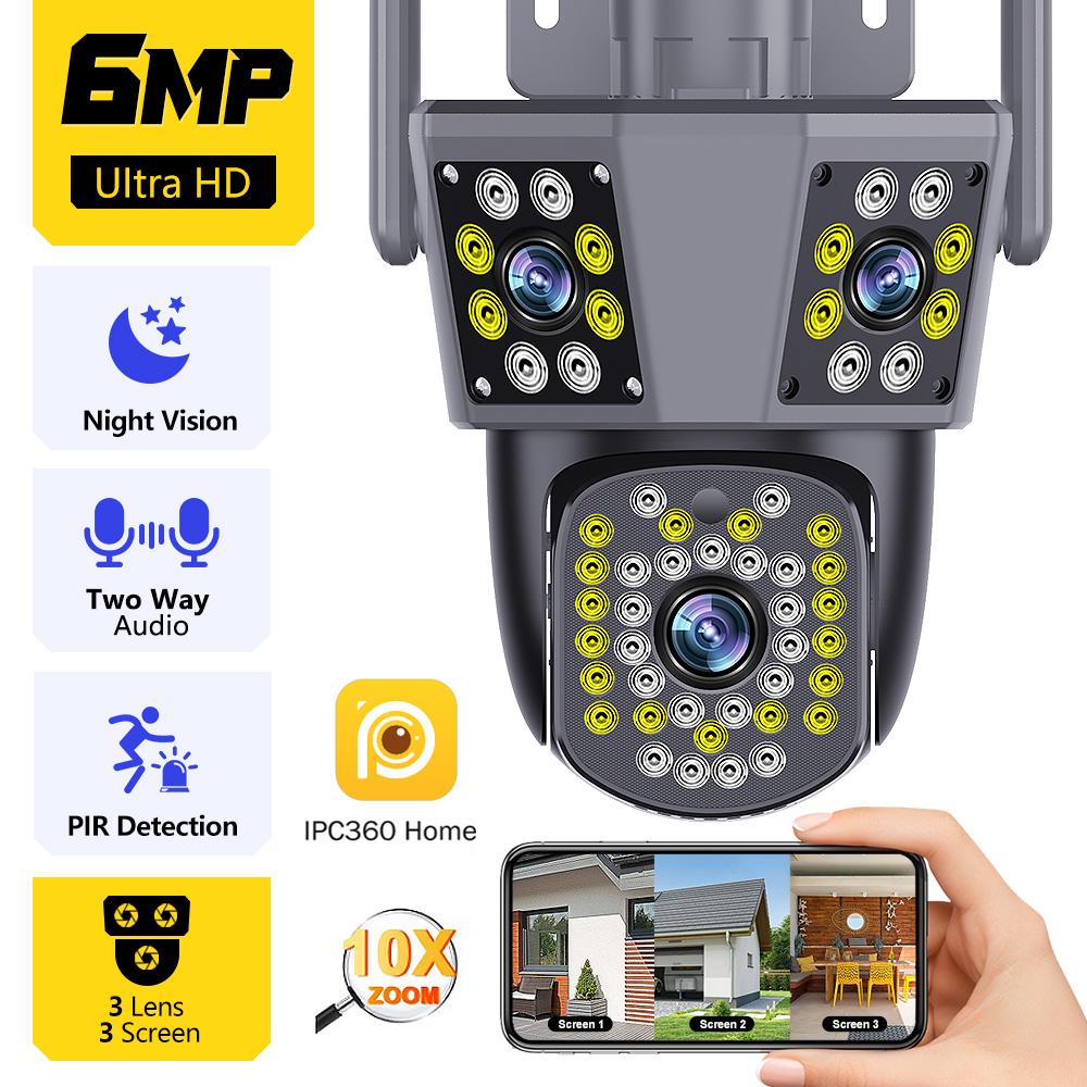 6K 12MP WiFi Security Camera 10X Zoom Three Screens Outdoor PTZ Cams Motion Tracking CCTV Video Surveillance 9MP Security Camera 6MP Camera EU Plug
6K 12MP WiFi Security Camera 10X Zoom Three Screens Outdoor PTZ Cams Motion Tracking CCTV Video Surveillance 9MP Security Camera 6MP Camera EU Plug