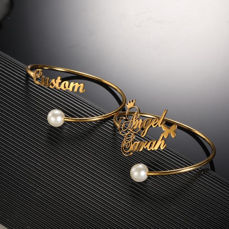 Custom Name Pearl Bangle For Women Personalized Arabic Name Pearl Bangle Stainless Steel Nameplate Jewelry
Custom Name Pearl Bangle For Women Personalized Arabic Name Pearl Bangle Stainless Steel Nameplate Jewelry