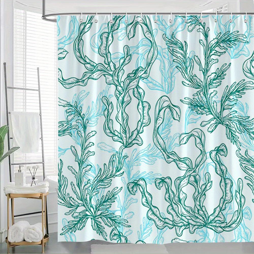 1Pc Ocean-Inspired Seaweed Swirl Shower Curtain, Teal & Green Natural Design On Pale Blue, Botanical Style With 12 Hooks, Soothi W60H190(CM)-1 Pcs
1Pc Ocean-Inspired Seaweed Swirl Shower Curtain, Teal & Green Natural Design On Pale Blue, Botanical Style With 12 Hooks, Soothi W60H190(CM)-1 Pcs