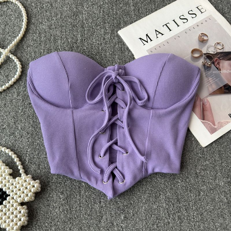 Sexy Retro off-Shoulder Tube Top Vest Women s Summer Hong Kong Style Sexy Lace-up Waist-Controlled Slimming Tops Outerwear Chest Wrap Purple All yards
Sexy Retro off-Shoulder Tube Top Vest Women s Summer Hong Kong Style Sexy Lace-up Waist-Controlled Slimming Tops Outerwear Chest Wrap Purple All yards