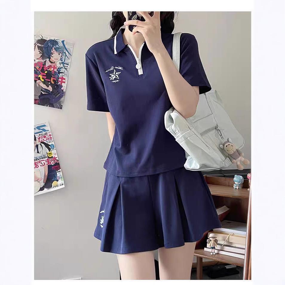 Korean Style Fashion Sports Wear Women Set Short Sleeve Casual Slimming Versatile Two Piece L тёмно-синий
Korean Style Fashion Sports Wear Women Set Short Sleeve Casual Slimming Versatile Two Piece L тёмно-синий
